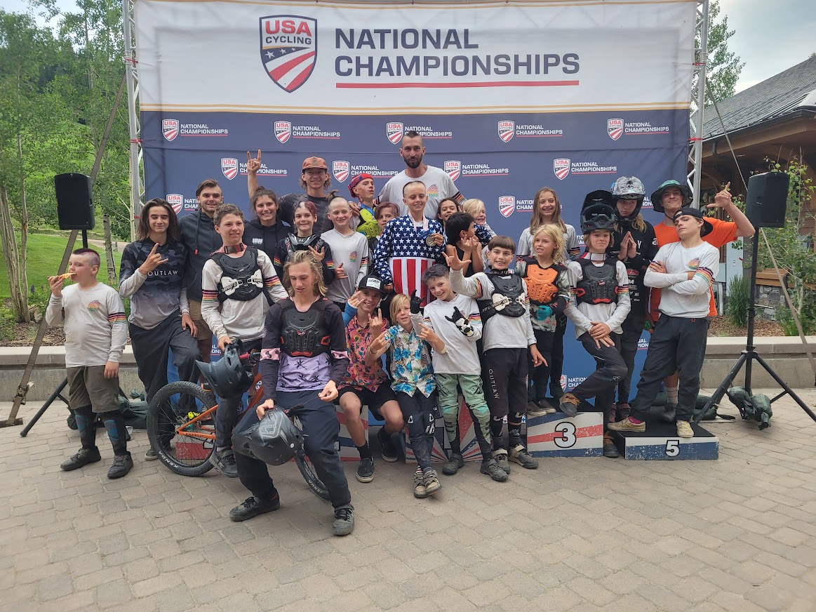 The Outlaw team of young racers together at the USA Cycling National Championships