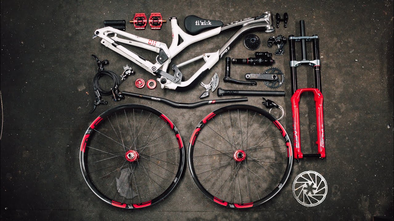 Race bike broken down into components for service